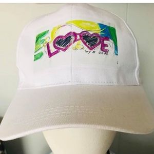 Love By a Code white original art baseball cap hat